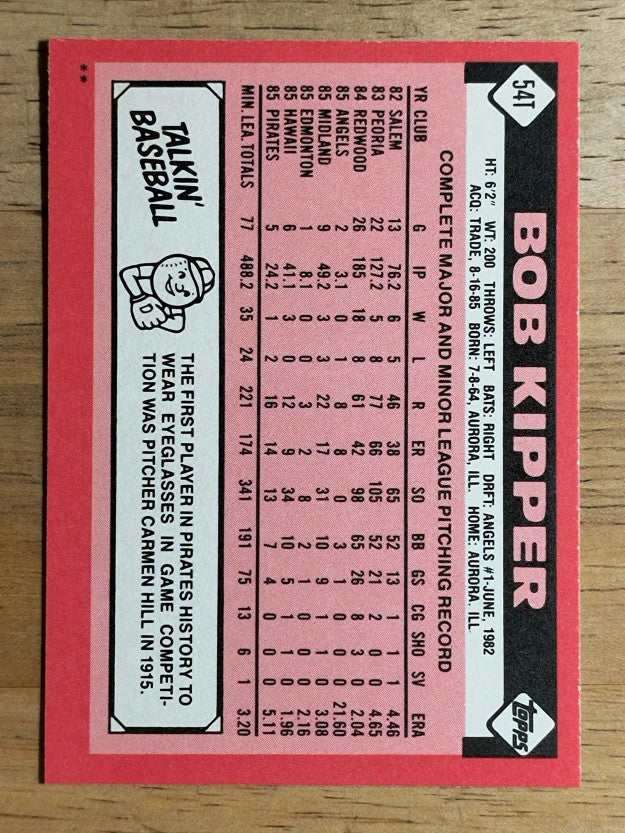 1986 Topps Traded #54T Bob Kipper