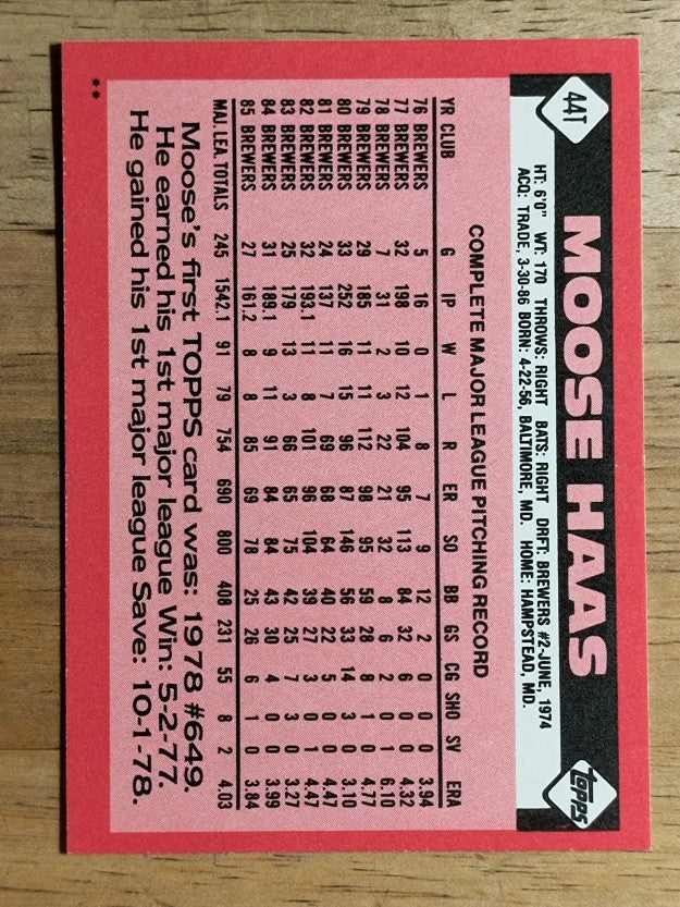1986 Topps Traded #44T Moose Haas