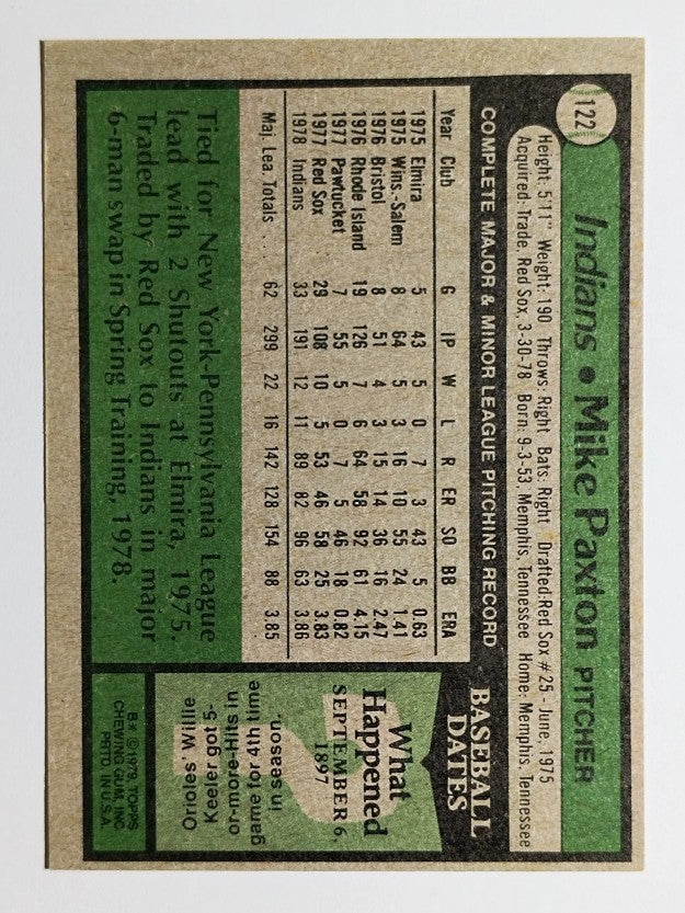 1979 Topps #122 Mike Paxton (EX)