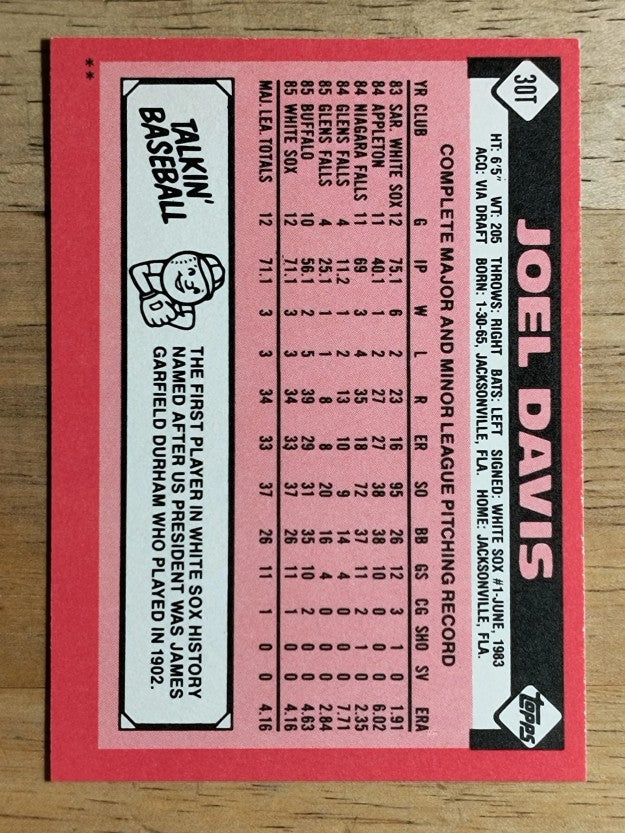 1986 Topps Traded #30T Joel Davis