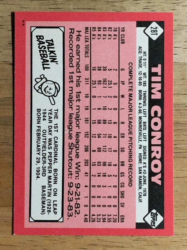 1986 Topps Traded #28T Tim Conroy