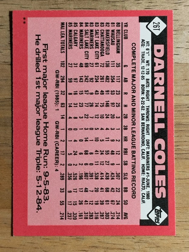 1986 Topps Traded #26T Darnell Coles