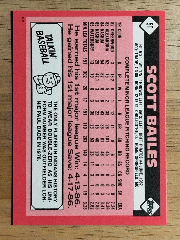 1986 Topps Traded #5T Scott Bailes