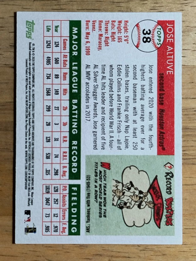 2020 Topps Archives #38 Jose Altuve
