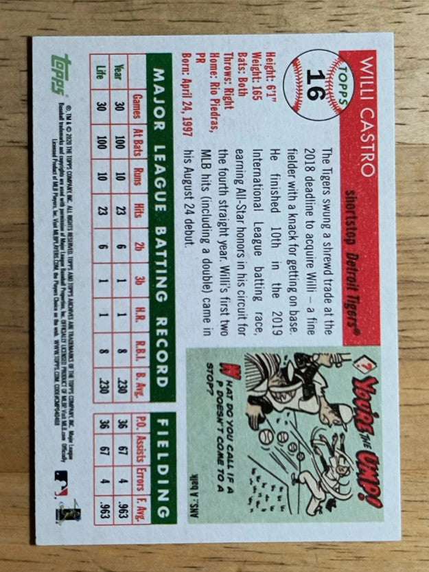 2020 Topps Archives #16 Willi Castro RC