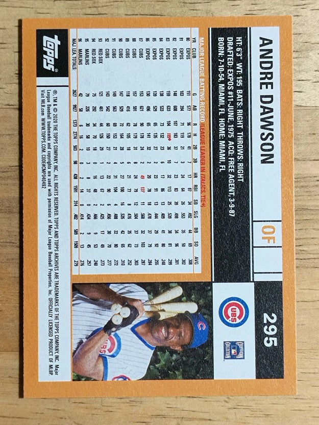 2020 Topps Archives #295 Andre Dawson