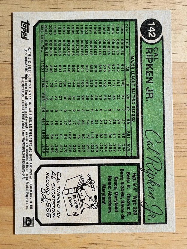 2020 Topps Archives #142 Cal Ripken Jr.