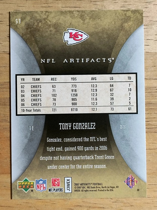 2007 Artifacts #53 Tony Gonzalez