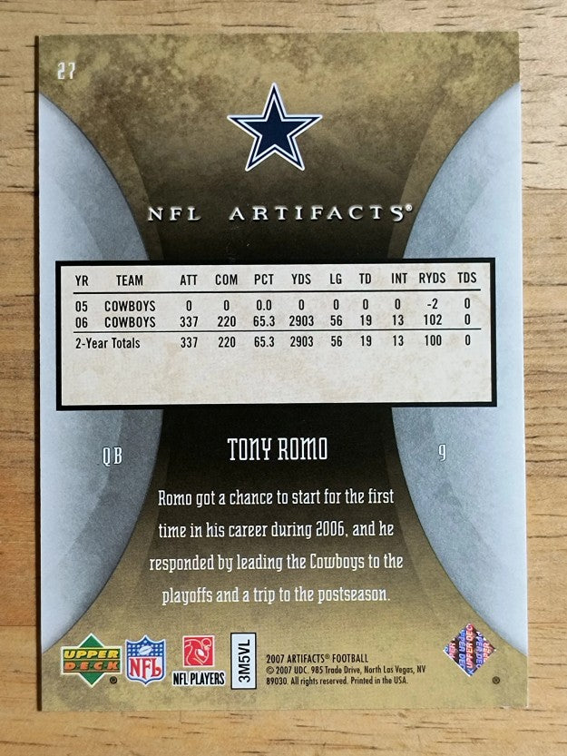 2007 Artifacts #27 Tony Romo