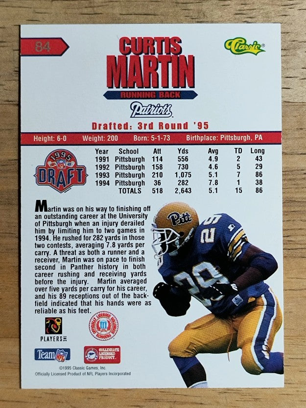1995 Classic NFL Rookies #84 Curtis Martin