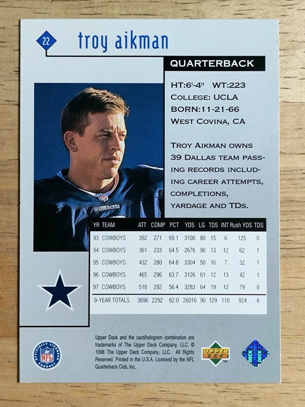 1998 Black Diamond Rookies #22 Troy Aikman