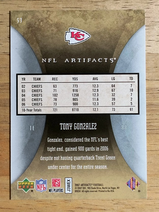 2007 Artifacts #53 Tony Gonzalez
