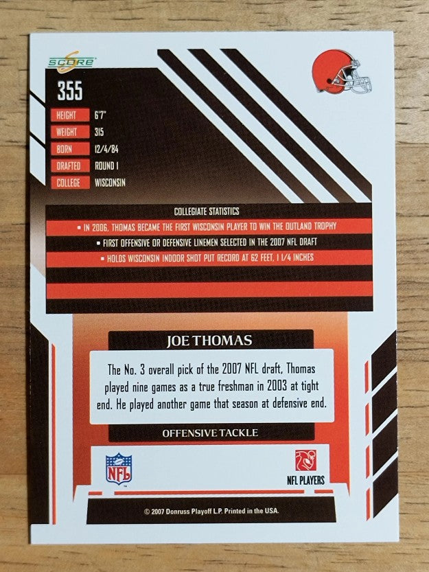 2007 Score #355 Joe Thomas RC