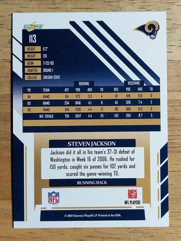 2007 Score Glossy #113 Steven Jackson