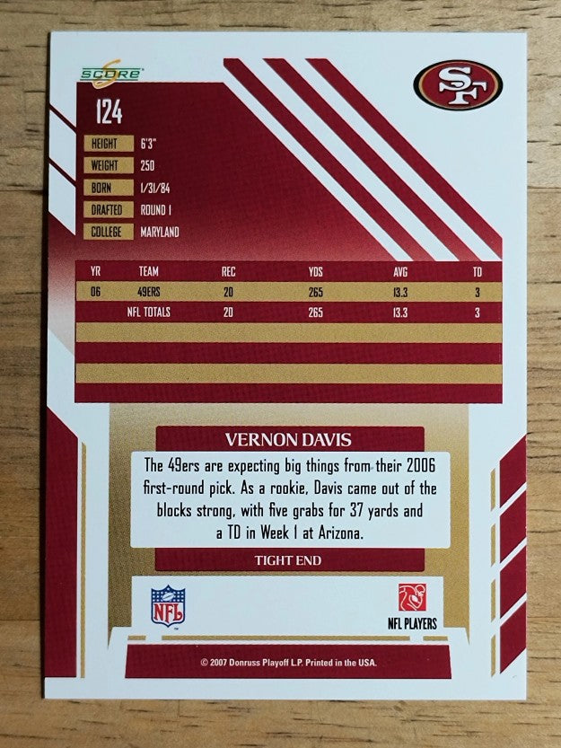 2007 Score Glossy #124 Vernon Davis