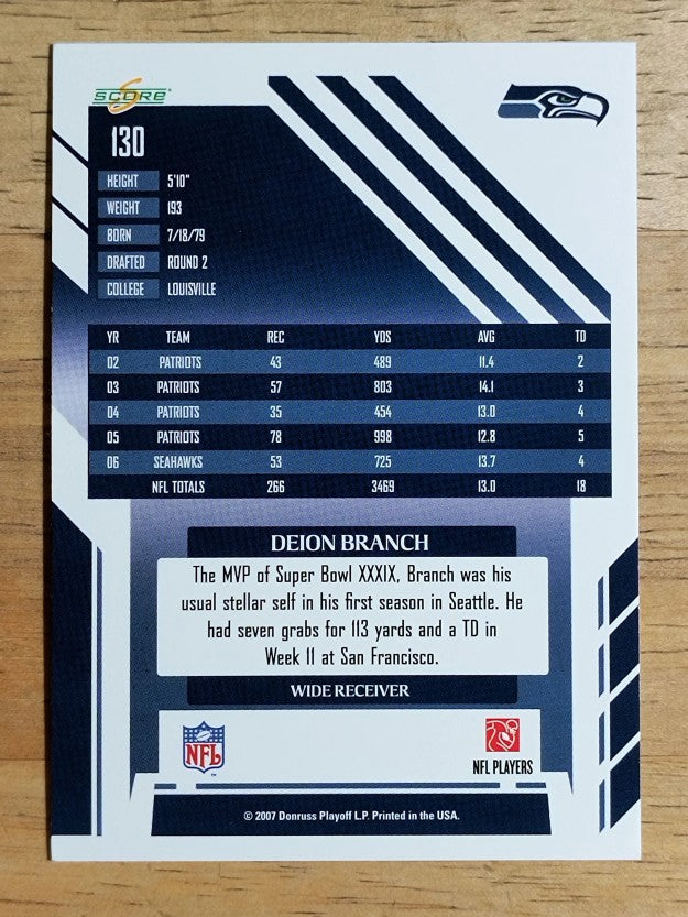 2007 Score Glossy #130 Deion Branch