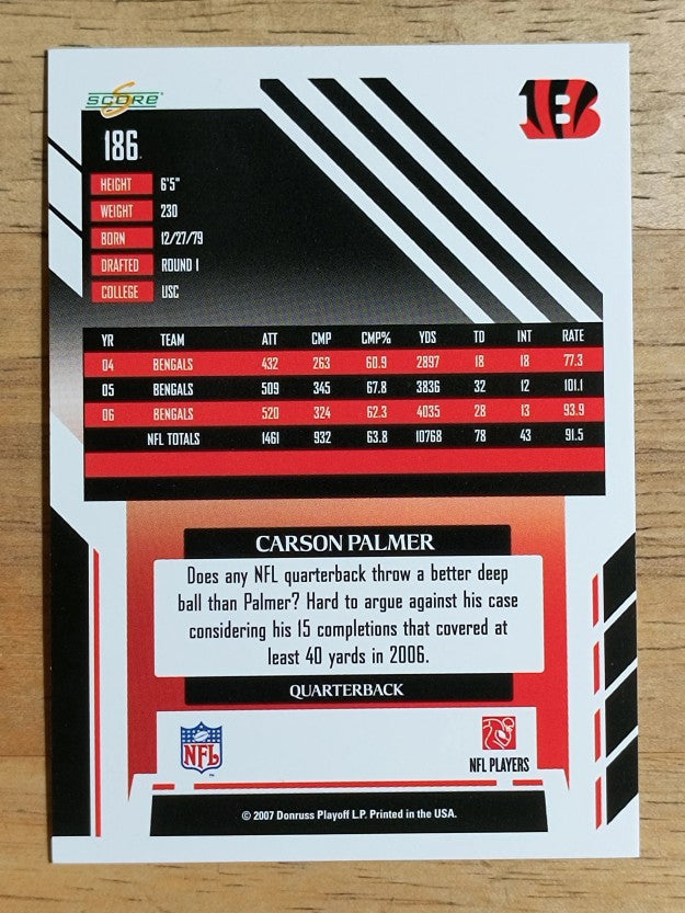 2007 Score Glossy #186 Carson Palmer