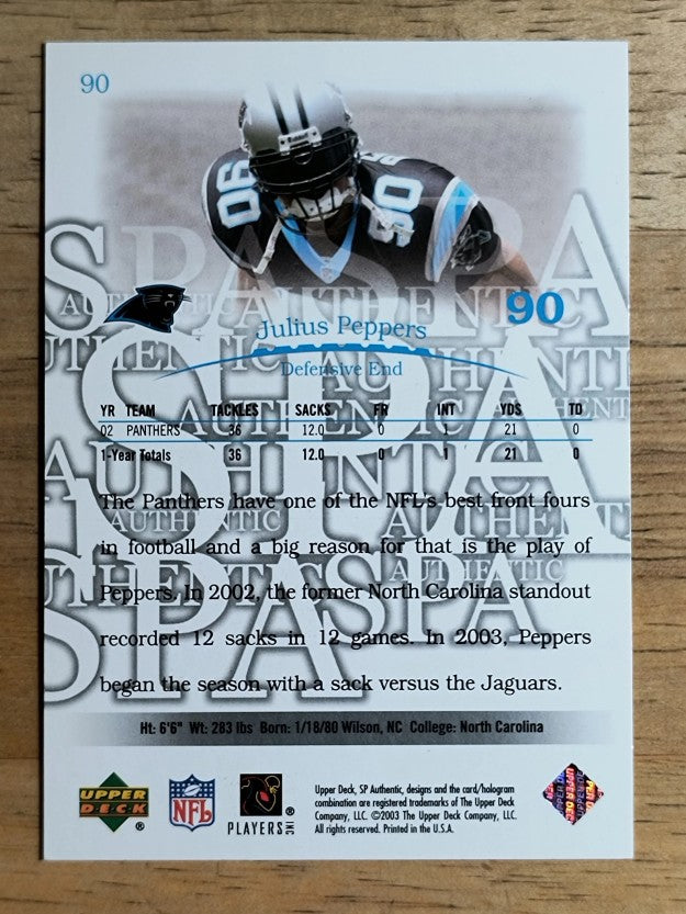 2003 SP Authentic #90 Julius Peppers