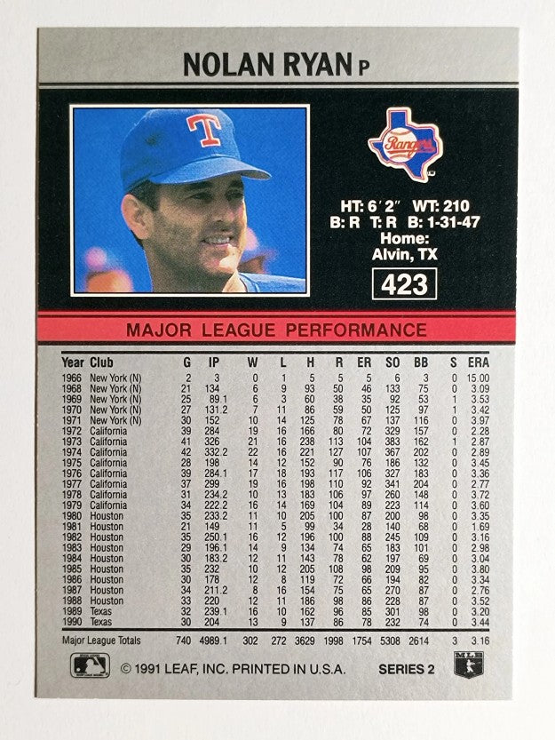 1991 Leaf #423 Nolan Ryan