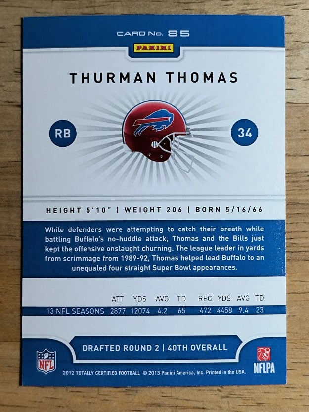 2012 Totally Certified #85 Thurman Thomas
