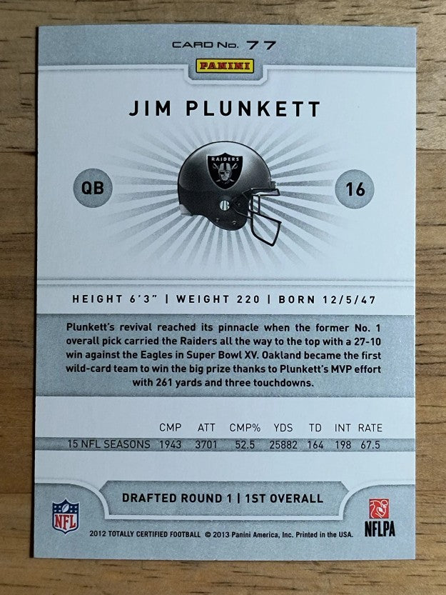 2012 Totally Certified #77 Jim Plunkett