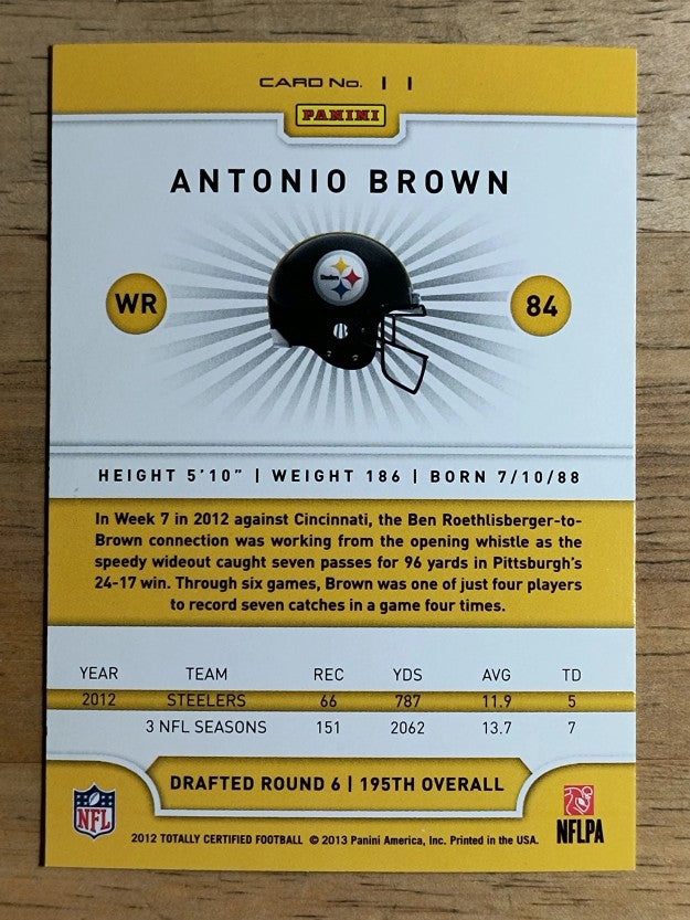 2012 Totally Certified #11 Antonio Brown