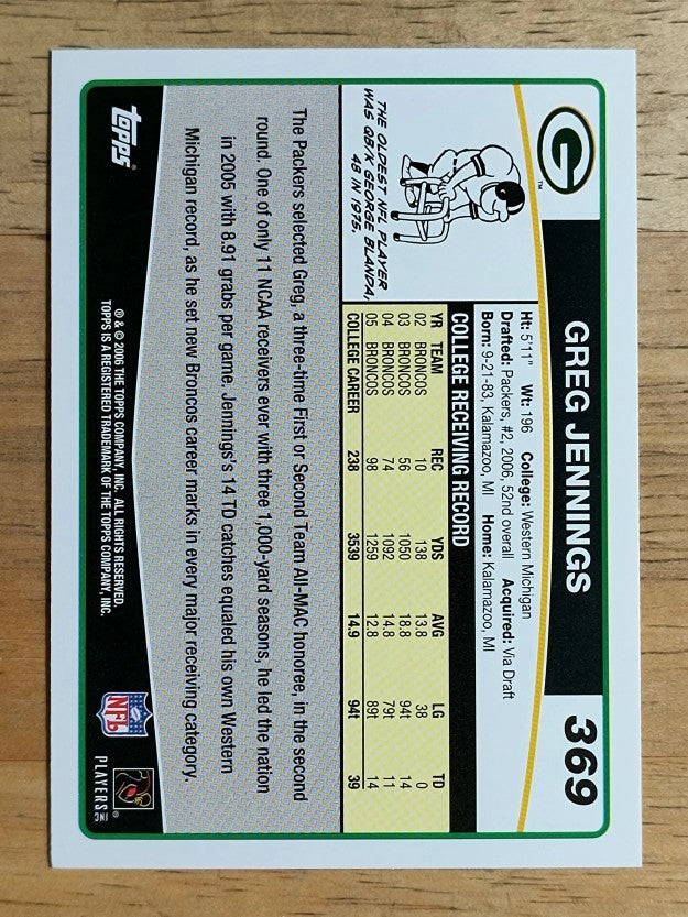 2006 Topps #369 Greg Jennings RC
