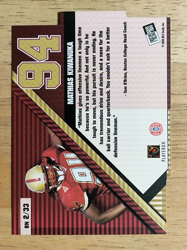 2006 Press Pass Big Numbers #BN2 Mathias Kiwanuka