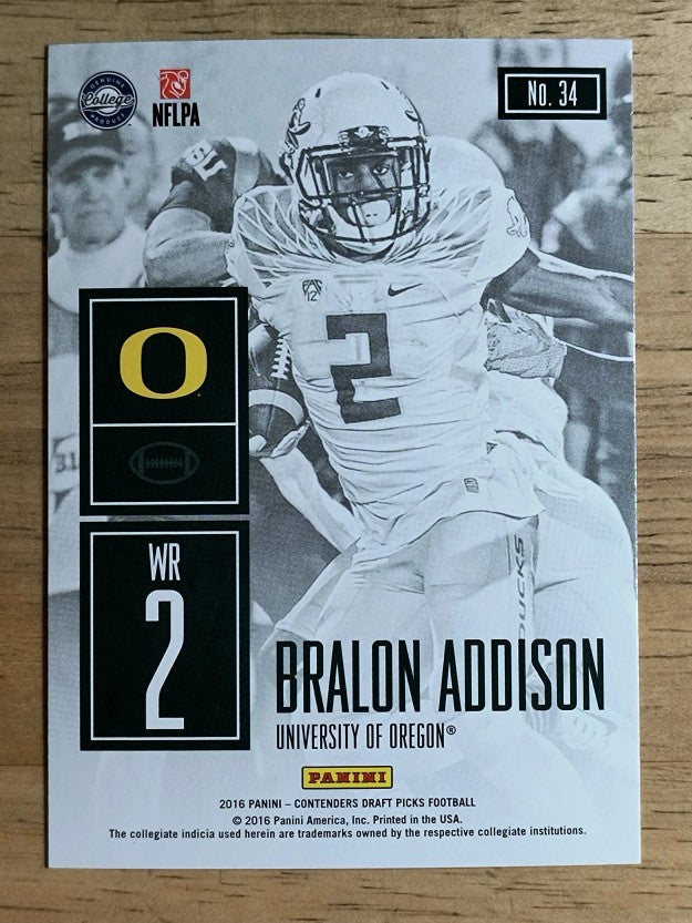 2016 Panini Contenders Draft Picks Game Day Tickets #34 Bralon Addison