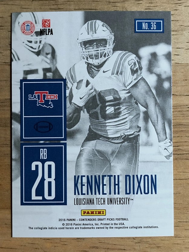 2016 Panini Contenders Draft Picks Game Day Tickets #36 Kenneth Dixon
