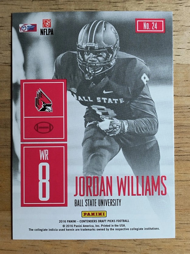 2016 Panini Contenders Draft Picks Game Day Tickets #24 Jordan Williams