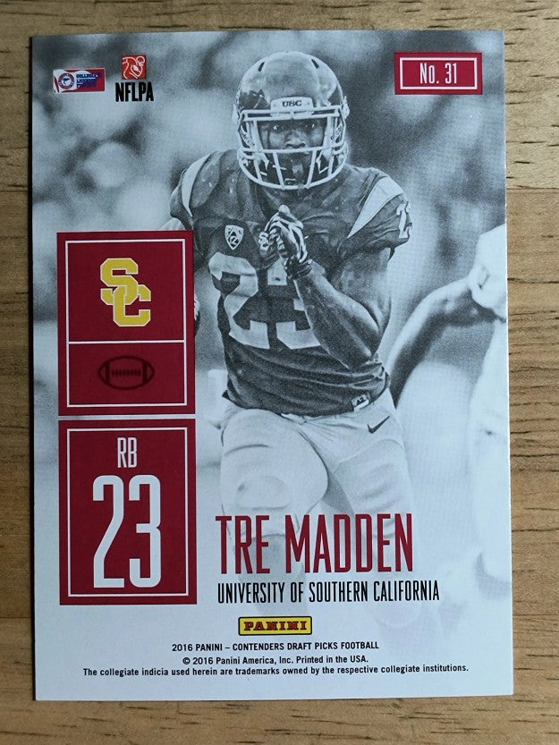 2016 Panini Contenders Draft Picks Game Day Tickets #31 Tre Madden