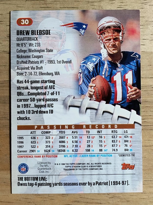 1998 Stadium Club #30 Drew Bledsoe