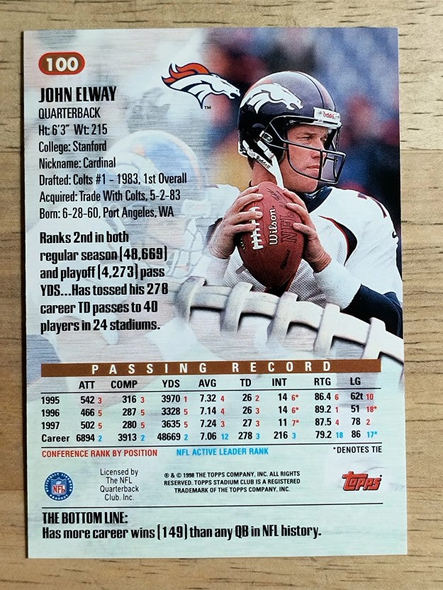 1998 Stadium Club #100 John Elway (NM)