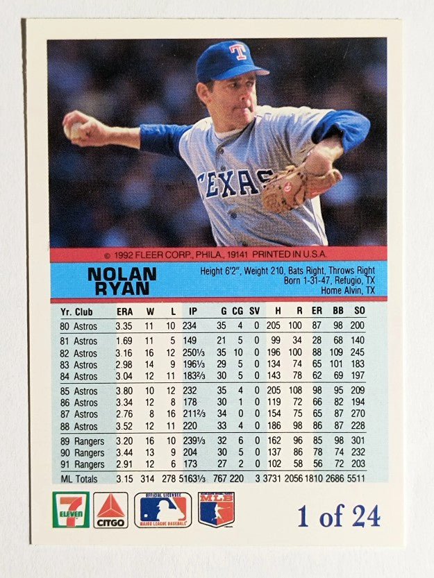 1992 Fleer Citgo The Performer #1 Nolan Ryan