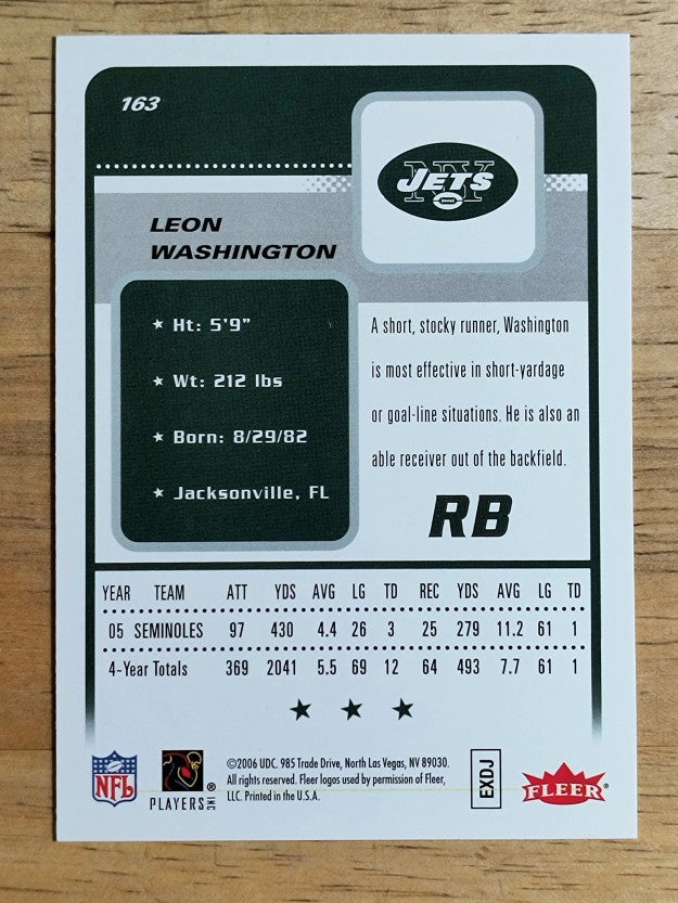 2006 Fleer #163 Leon Washington RC