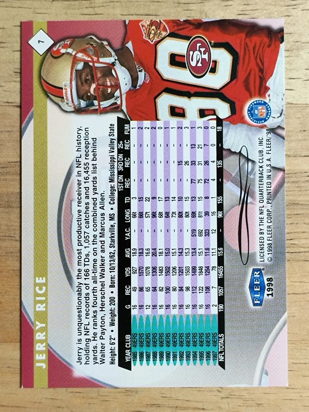 1998 Fleer Tradition #7 Jerry Rice