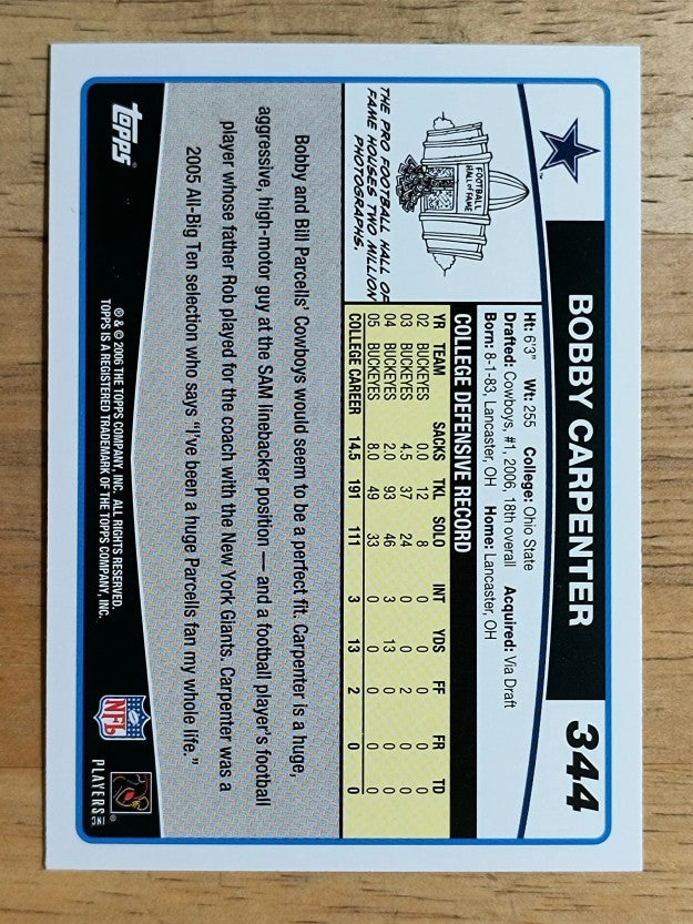 2006 Topps #344 Bobby Carpenter RC