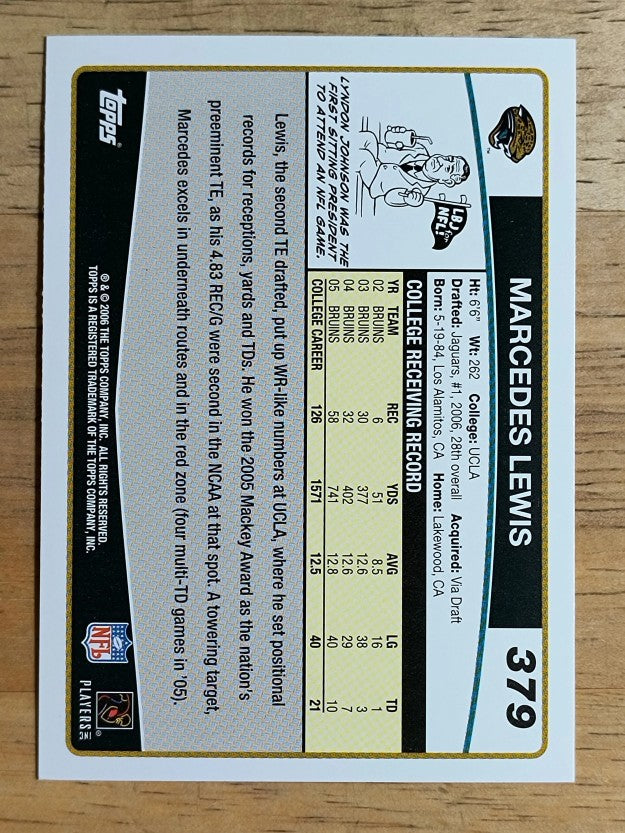 2006 Topps #379 Marcedes Lewis RC