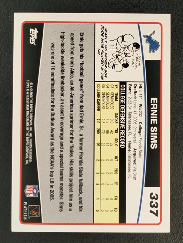 2006 Topps #337 Ernie Sims RC