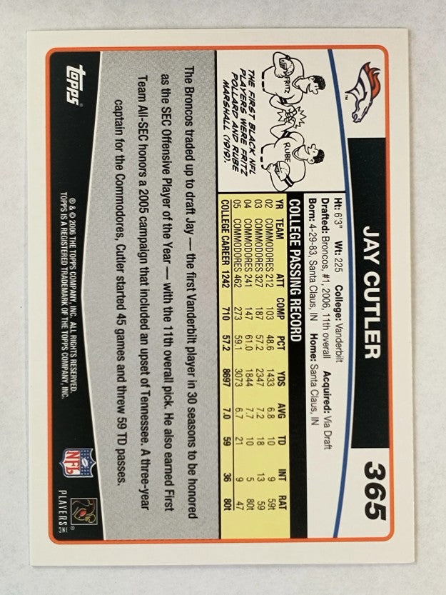 2006 Topps #365 Jay Cutler RC