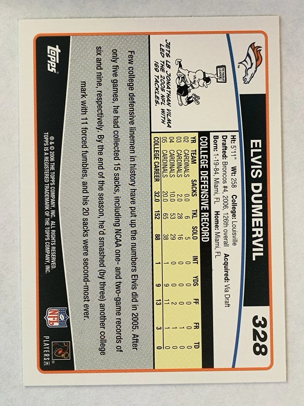 2006 Topps Special Edition Rookies #328 Elvis Dumervil