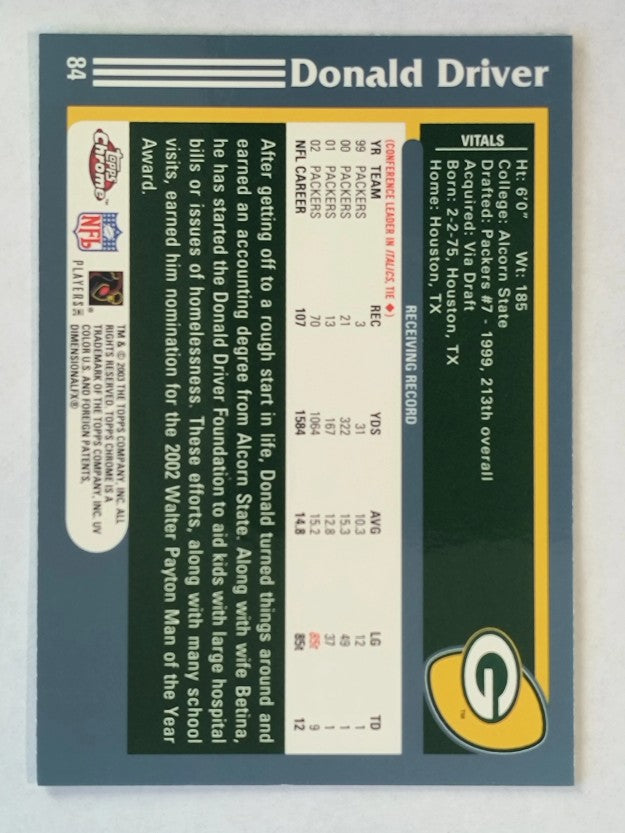 2003 Topps Chrome #84 Donald Driver