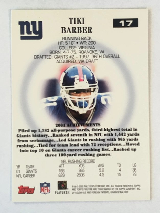 2002 Topps Pristine #17 Tiki Barber