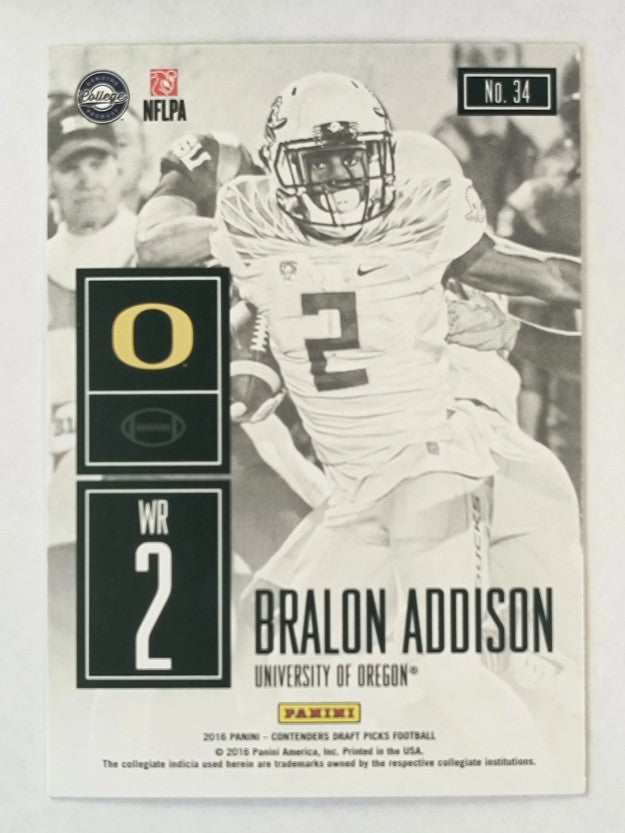 2016 Panini Contenders Draft Picks Game Day Tickets #34 Bralon Addison