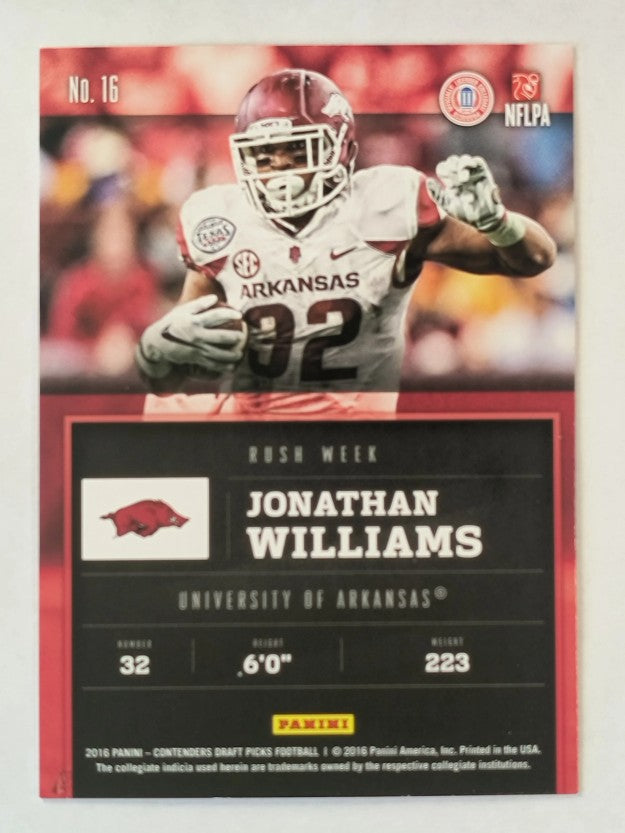 2016 Panini Contenders Draft Picks Rush Week #16 Jonathan Williams