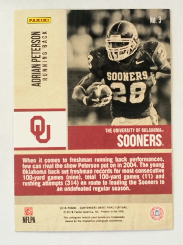 2016 Panini Contenders Draft Picks Old School Colors #3 Adrian Peterson