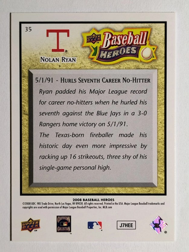 2008 Upper Deck Heroes #35 Nolan Ryan