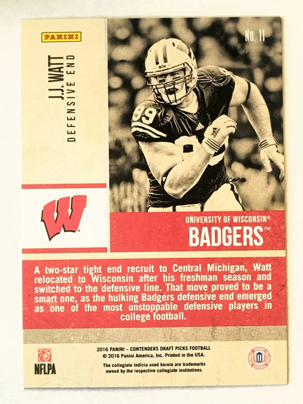 2016 Panini Contenders Draft Picks Old School Colors #11 J.J. Watt