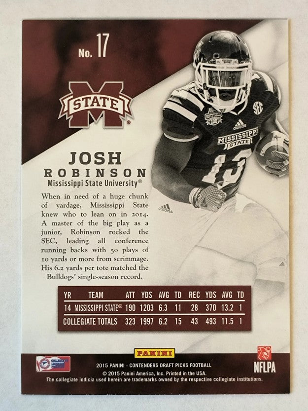 2015 Panini Contenders Draft Picks Rush Week #17 Josh Robinson